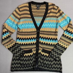 Focus 2000 Chevron Cardigan Sweater Knit Long Sleeve‎ Colorful Medium